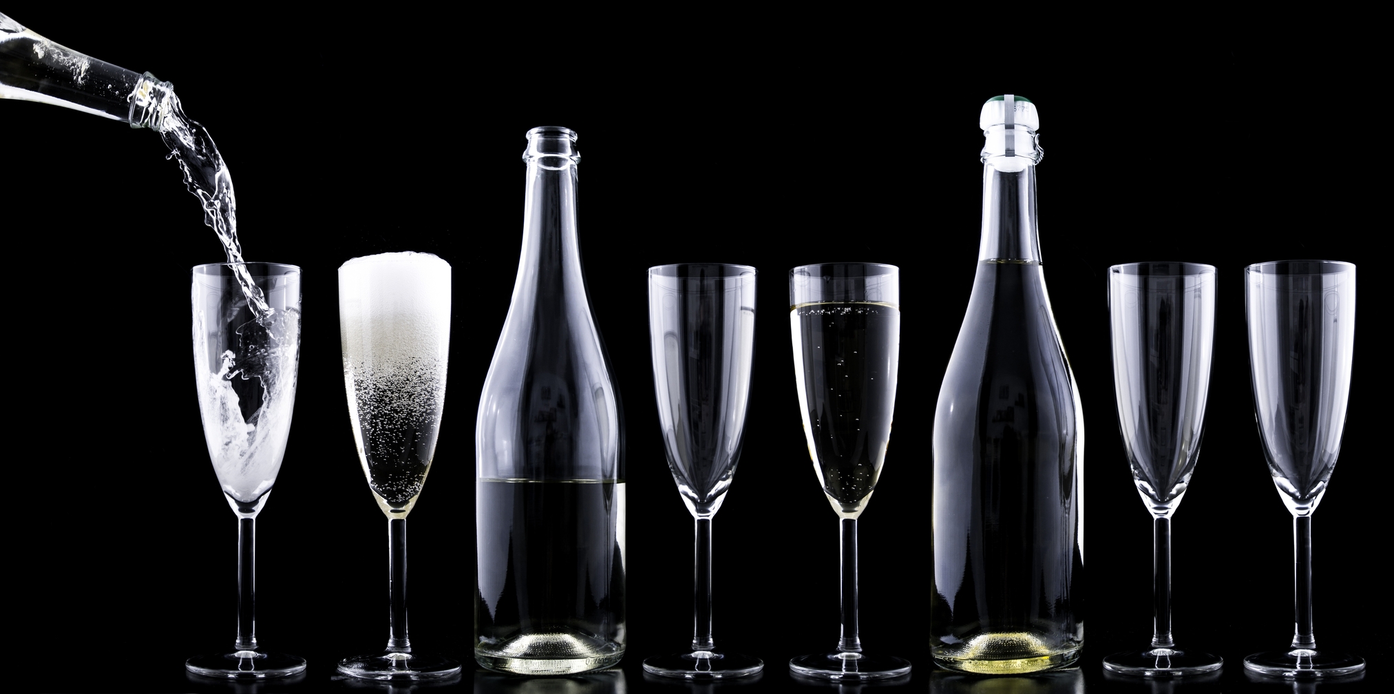 Champagne bottles and glasses image