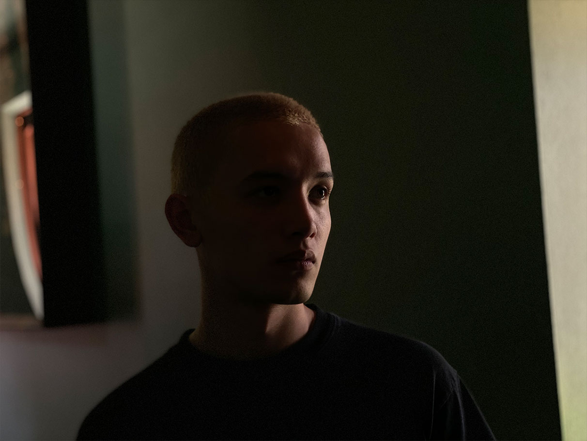 Bald boy portrait image