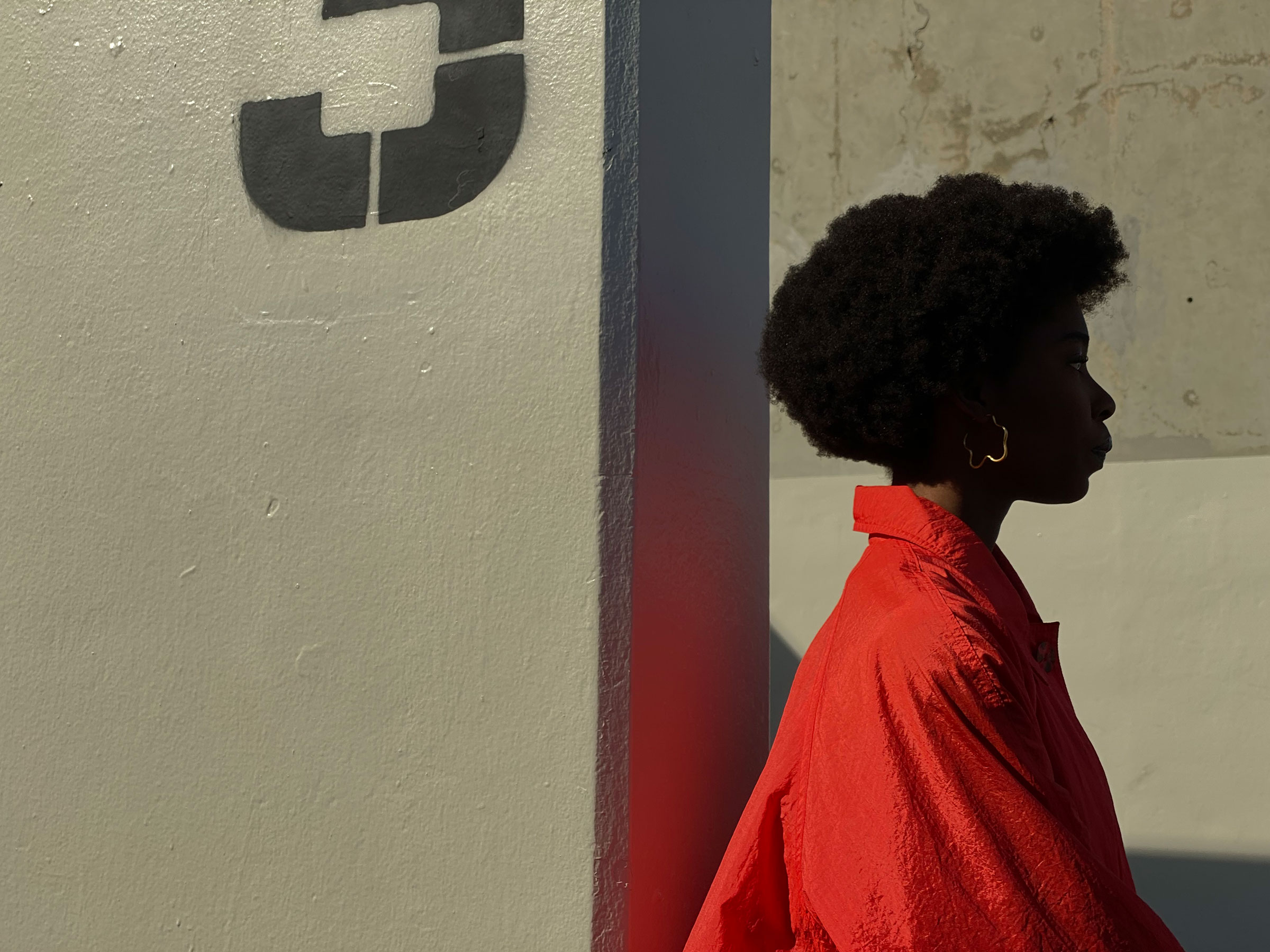 Black girl with red jaket image