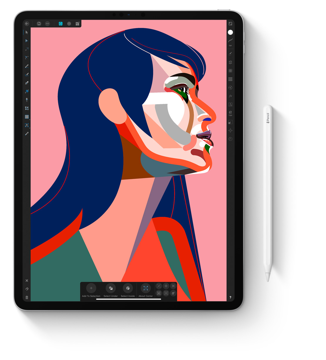 Pink Illustration portrait in Ipad